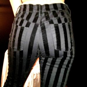 COPY - Black Striped Velvet trousers goth punk grunge